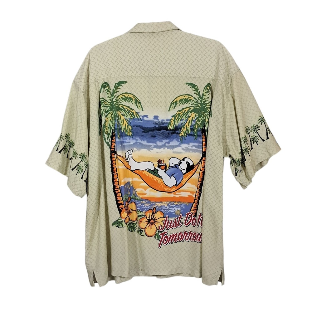 VTG 90s Big Dogs Hawaiian Camp Shirt XL Button Up Baggy Resortwear Travel Beach - Picture 2 of 10